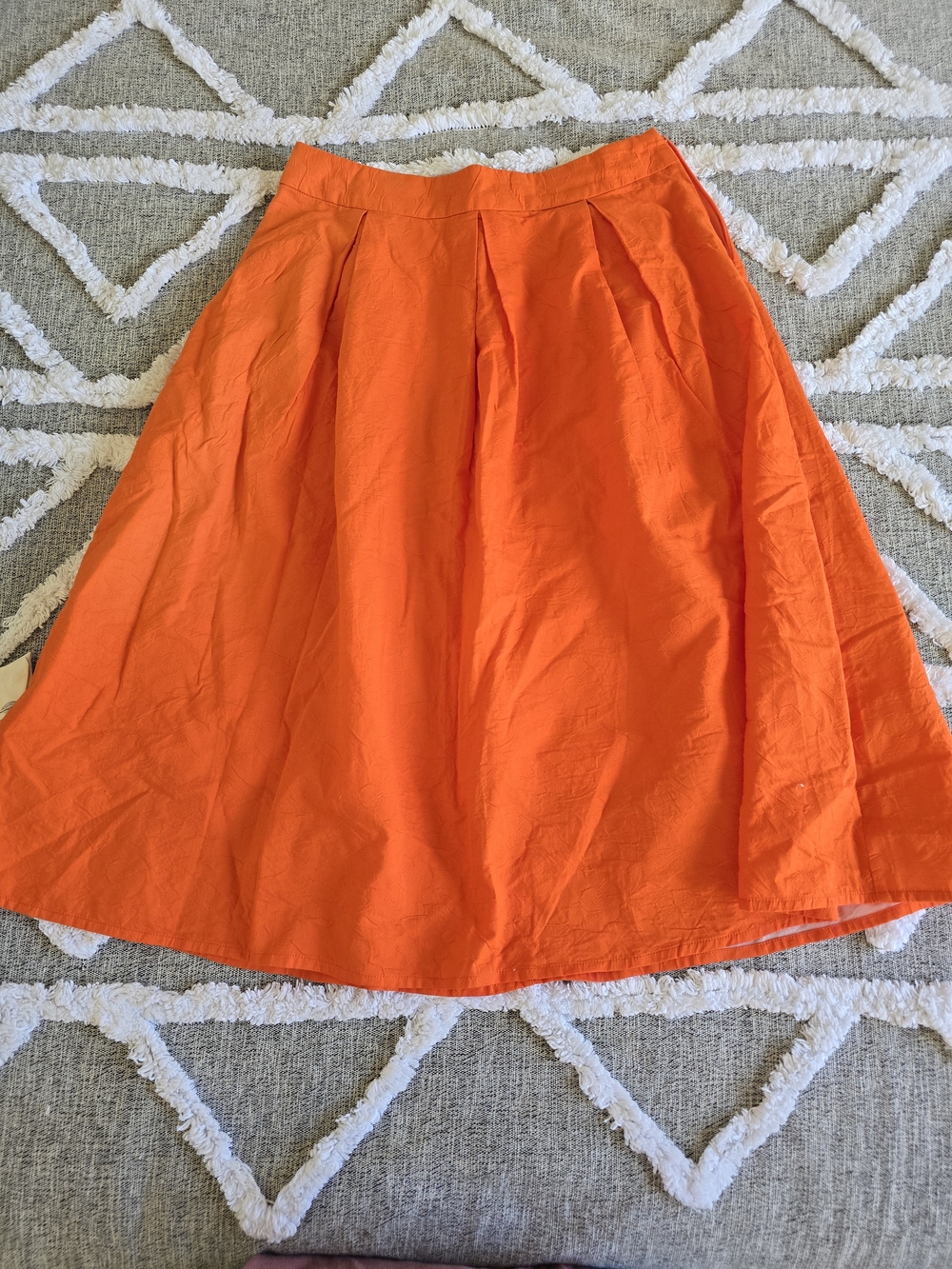 Orange Pleated A-Line Women's Skirt